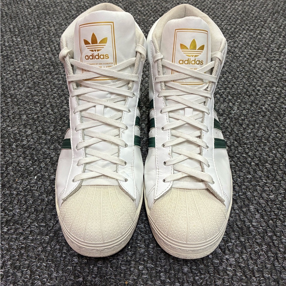 Adidas Originals Superstar High Top Green & White Sneakers/Trainers Size 13